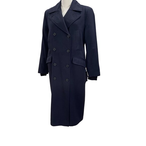 Lion Apparel Flight Attendant Coat Long Double Breasted Structured Vintage Navy - Picture 4 of 11